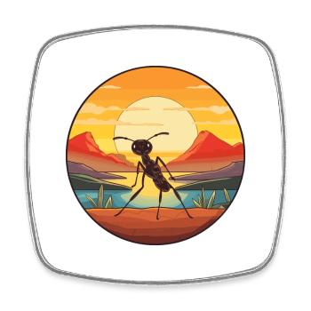 Ant Colorful Watercolor Cartoon Kawaii Animal - Square fridge magnet - white - Front