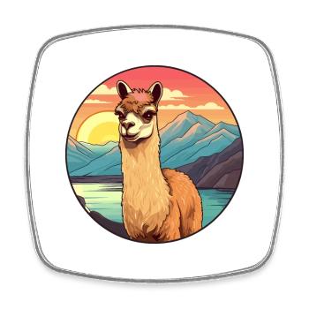 Alpaga Aquarelle Colorée Dessin Animé Kawaii Animal - Magnet carré - blanc - Devant
