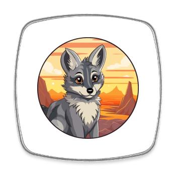 Aardwolf Buntes Aquarell Cartoon Kawaii Tier - Viereckiger Kühlschrankmagnet - Weiß - Vorne