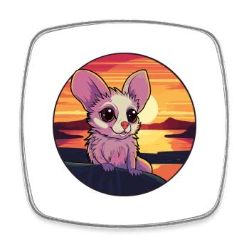 Aye Aye Bunte Aquarell-Karikatur Kawaii-Tier - Viereckiger Kühlschrankmagnet - Weiß - Vorne