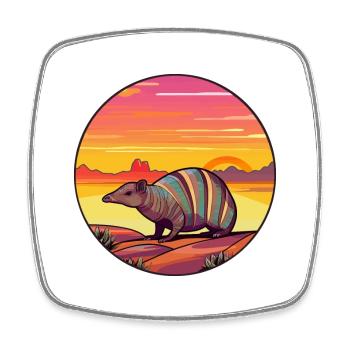 Tatou Aquarelle colorée Cartoon Kawaii Pet - Magnet carré - blanc - Devant