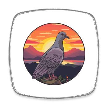 Taube buntes Aquarell Cartoon Kawaii Tier - Viereckiger Kühlschrankmagnet - Weiß - Vorne