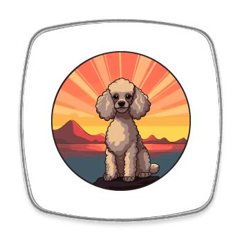 Pudel Hund Buntes Aquarell Cartoon Kawaii Haustier - Viereckiger Kühlschrankmagnet - Weiß - Vorne
