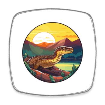 Anakonda Buntes Aquarell Cartoon Kawaii Tier - Viereckiger Kühlschrankmagnet - Weiß - Vorne