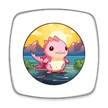 Axolotl Buntes Aquarell Cartoon Kawaii Tier - Viereckiger Kühlschrankmagnet - Weiß - Vorne
