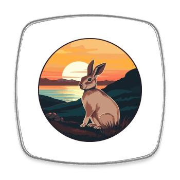 Rabbit Colorful Watercolor Cartoon Kawaii Animal - Square fridge magnet - white - Front