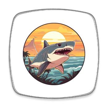 Hai Buntes Aquarell Cartoon Kawaii Tier - Viereckiger Kühlschrankmagnet - Weiß - Vorne