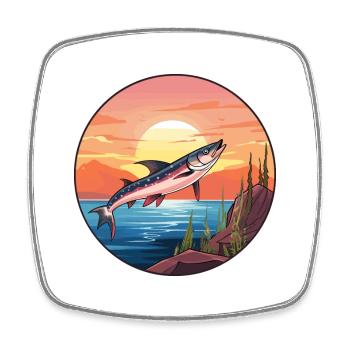 Barracuda Aquarelle Colorée Dessin Animé Kawaii Pet - Magnet carré - blanc - Devant