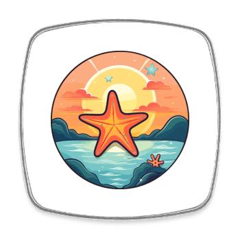 Seestern Buntes Aquarell Cartoon Kawaii Tier - Viereckiger Kühlschrankmagnet - Weiß - Vorne