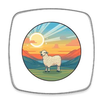 Schaf Buntes Aquarell Cartoon Kawaii Tier - Viereckiger Kühlschrankmagnet - Weiß - Vorne