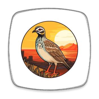 Quail Colorful Watercolor Cartoon Kawaii Animal - Square fridge magnet - white - Front