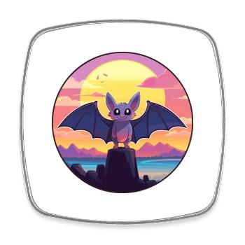 Fledermaus buntes Aquarell Cartoon Kawaii Tier - Viereckiger Kühlschrankmagnet - Weiß - Vorne