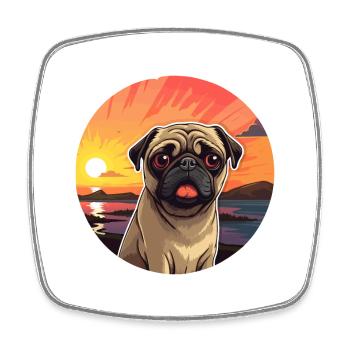 Mopshund buntes Aquarell Cartoon Kawaii Tier - Viereckiger Kühlschrankmagnet - Weiß - Vorne