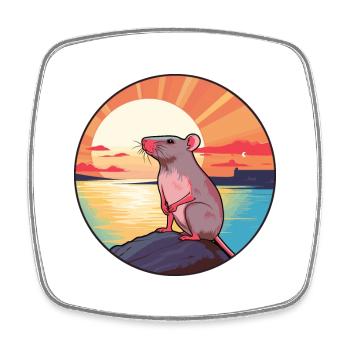 Ratte bunte Aquarell-Karikatur Kawaii-Tier - Viereckiger Kühlschrankmagnet - Weiß - Vorne