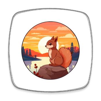 Eichhörnchen buntes Aquarell Cartoon Kawaii Tier - Viereckiger Kühlschrankmagnet - Weiß - Vorne