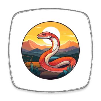 Snake Colorful Watercolor Cartoon Kawaii Animal - Square fridge magnet - white - Front