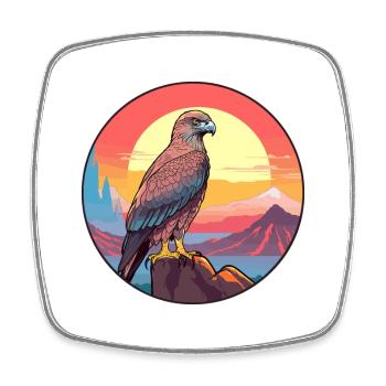 Bussard Buntes Aquarell Cartoon Kawaii Tier - Viereckiger Kühlschrankmagnet - Weiß - Vorne