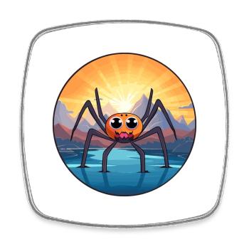 Araignée Aquarelle Colorée Dessin Animé Kawaii Animal - Magnet carré - blanc - Devant