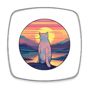 Katze buntes Aquarell Cartoon Kawaii Tier - Viereckiger Kühlschrankmagnet - Weiß - Vorne