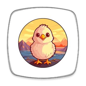 Chick Colorful Watercolor Cartoon Kawaii Animal - Square fridge magnet - white - Front