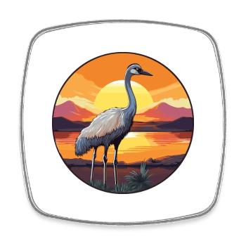 Ostrich Colorful Watercolor Cartoon Kawaii Animal - Square fridge magnet - white - Front