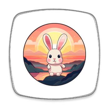Hase buntes Aquarell Cartoon Kawaii Tier - Viereckiger Kühlschrankmagnet - Weiß - Vorne