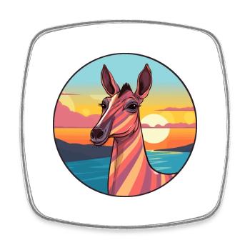 Okapi Colorful Watercolor Cartoon Kawaii Animal - Square fridge magnet - white - Front