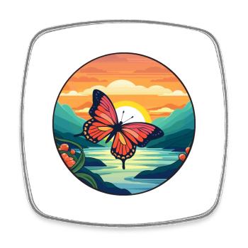 Papillon Aquarelle Colorée Dessin Animé Kawaii Pet - Magnet carré - blanc - Devant