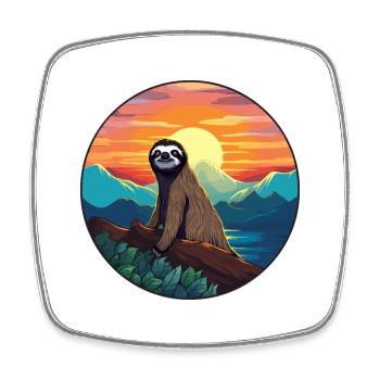 Faultier buntes Aquarell Cartoon Kawaii Tier - Viereckiger Kühlschrankmagnet - Weiß - Vorne