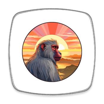 Mandrill Aquarelle Colorée Dessin Animé Kawaii Animal - Magnet carré - blanc - Devant