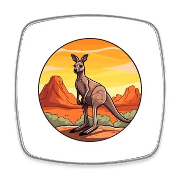 Kangourou Aquarelle Colorée Dessin Animé Kawaii Animal - Magnet carré - blanc - Devant