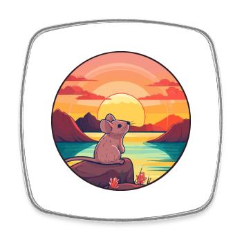 Maus buntes Aquarell Cartoon Kawaii Tier - Viereckiger Kühlschrankmagnet - Weiß - Vorne
