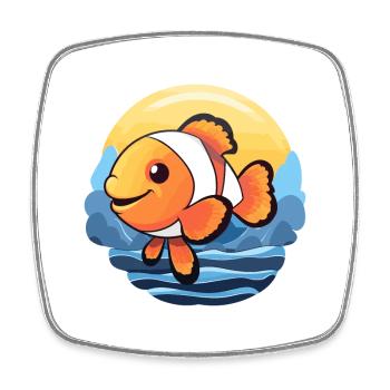 Poisson-clown aquarelle colorée dessin animé kawaii animal de compagnie - Magnet carré - blanc - Devant
