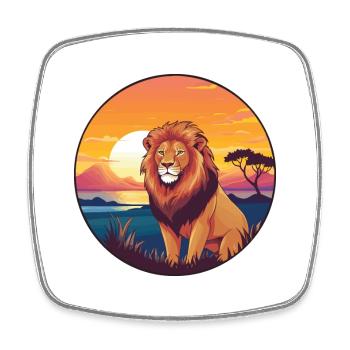 Lion Aquarelle Colorée Dessin Animé Kawaii Animal - Magnet carré - blanc - Devant