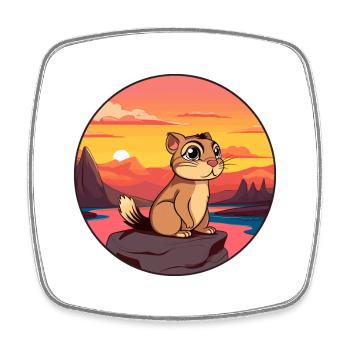 Chipmunk Aquarelle Colorée Dessin Animé Kawaii Animal - Magnet carré - blanc - Devant