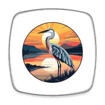 Heron Buntes Aquarell Cartoon Kawaii Tier - Viereckiger Kühlschrankmagnet - Weiß - Vorne