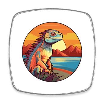 Iguana Colorful Watercolor Cartoon Kawaii Animal - Square fridge magnet - white - Front
