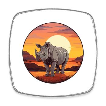 Nashorn buntes Aquarell Cartoon Kawaii Tier - Viereckiger Kühlschrankmagnet - Weiß - Vorne