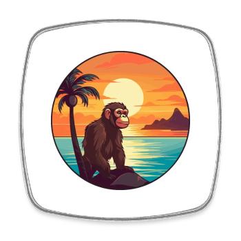 Affe buntes Aquarell Cartoon Kawaii Tier - Viereckiger Kühlschrankmagnet - Weiß - Vorne