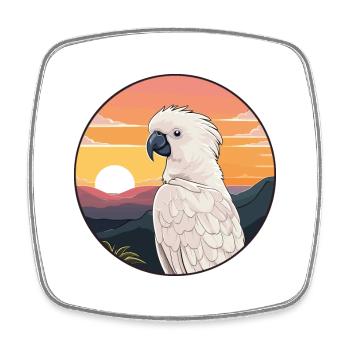 Cockatoo Colorful Watercolor Cartoon Kawaii Animal - Square fridge magnet - white - Front