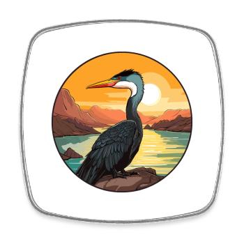 Kormoran Bunte Aquarell-Karikatur Kawaii Haustier - Viereckiger Kühlschrankmagnet - Weiß - Vorne