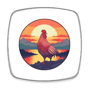 Chicken Colorful Watercolor Cartoon Kawaii Animal - Square fridge magnet - white - Front