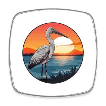 Ibis Colorful Watercolor Cartoon Kawaii Animal - Square fridge magnet - white - Front