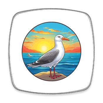 Möwe buntes Aquarell Cartoon Kawaii Tier - Viereckiger Kühlschrankmagnet - Weiß - Vorne