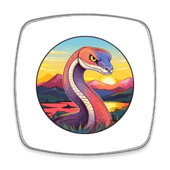 Cobra Snake Colorful Watercolor Cartoon Kawaii Pet - Square fridge magnet - white - Front