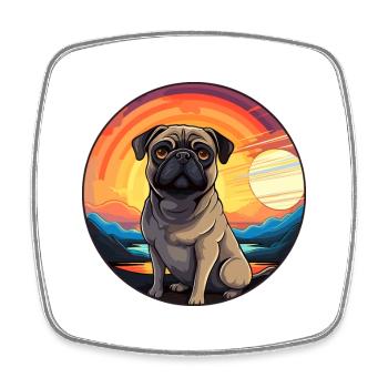 Mopshund buntes Aquarell Cartoon Kawaii Tier - Viereckiger Kühlschrankmagnet - Weiß - Vorne