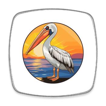 Pelikan Buntes Aquarell Cartoon Kawaii Tier - Viereckiger Kühlschrankmagnet - Weiß - Vorne