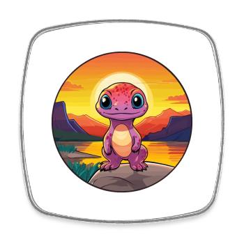 Salamander Colorful Watercolor Cartoon Kawaii Pet - Square fridge magnet - white - Front