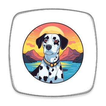 Dalmatien Chien Coloré Aquarelle Dessin Animé Kawaii - Magnet carré - blanc - Devant