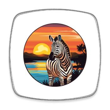Zebra Colorful Watercolor Cartoon Kawaii Animal - Square fridge magnet - white - Front